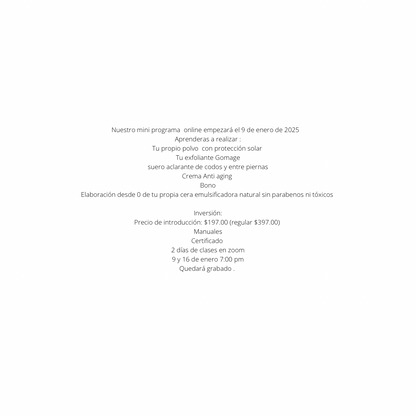 Mini Programa de Elaboración de Productos de cuidado de la piel The Glowest Skin